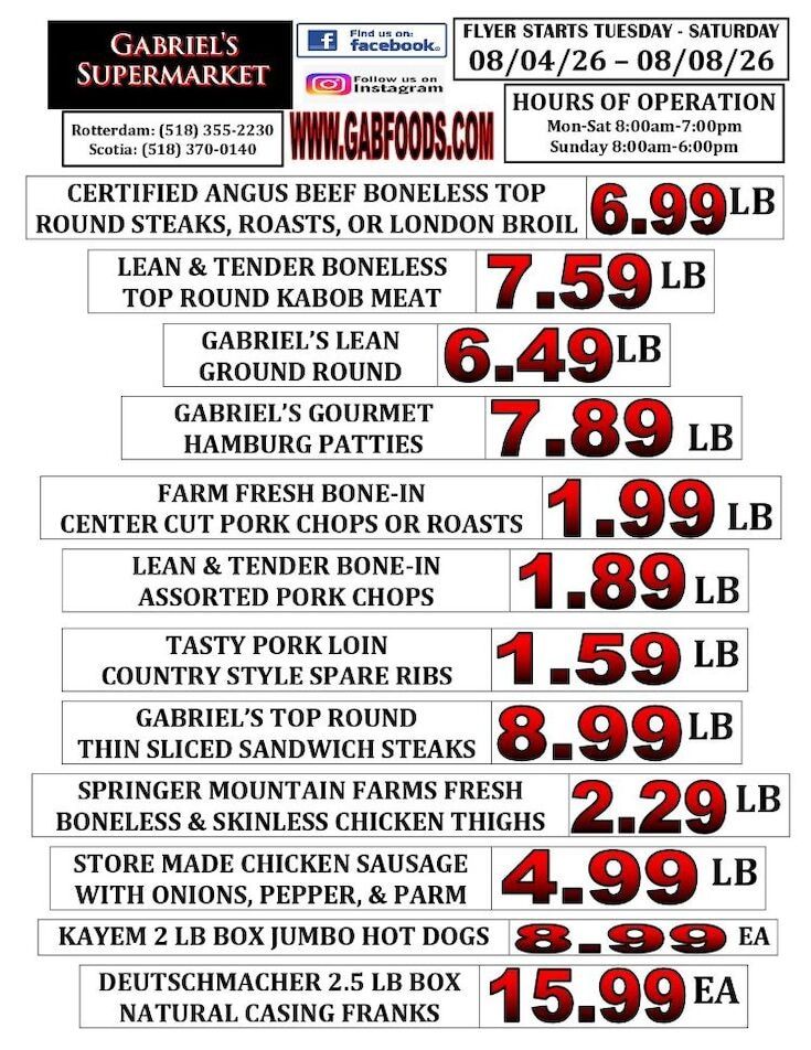 Gabriel's Supermarkets Weekly Ad August 2 - 8, 2026