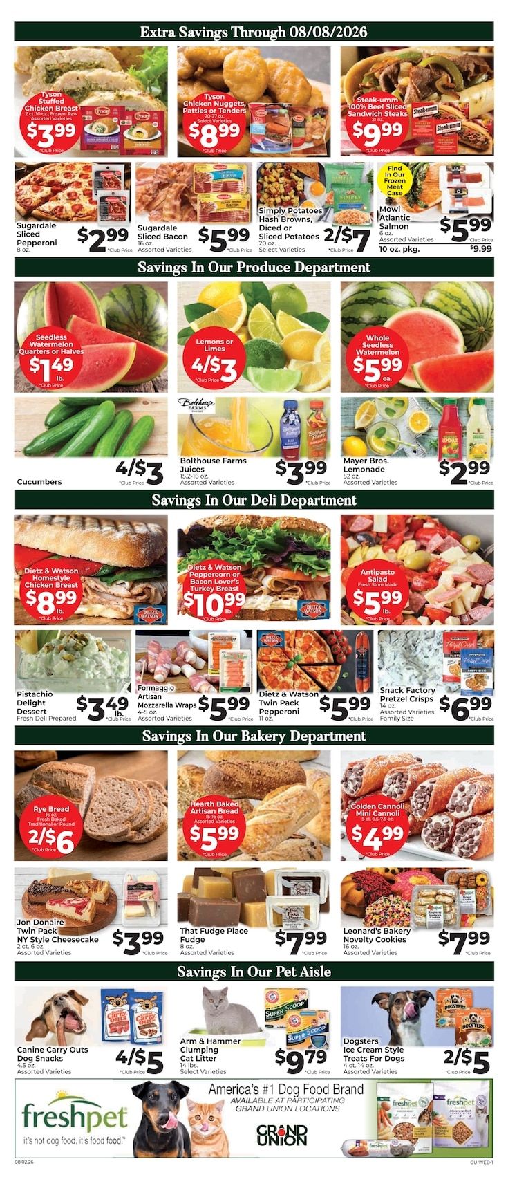 Grand Union (12 S Main St & Norton Pl, Rutland, VT) Weekly Ad August 2 - 8, 2026