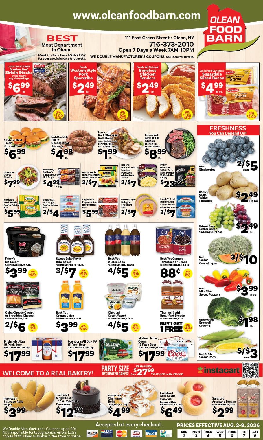 Olean Food Barn Weekly Ad August 2 - 8, 2026