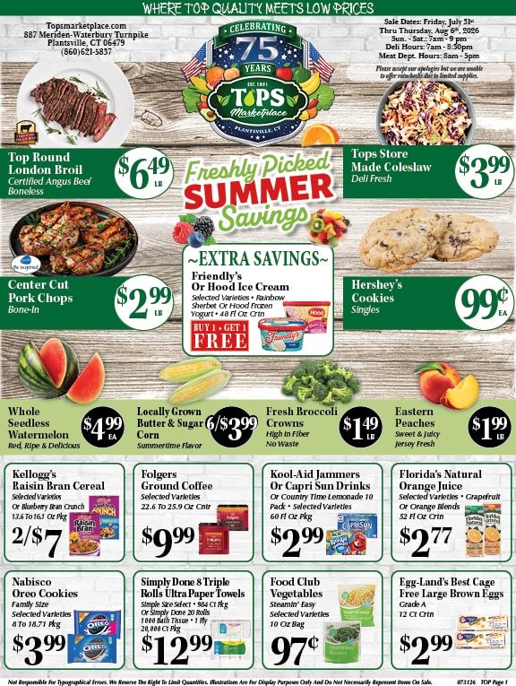 Tops Marketplace Weekly Ad July 31 - August 6, 2026