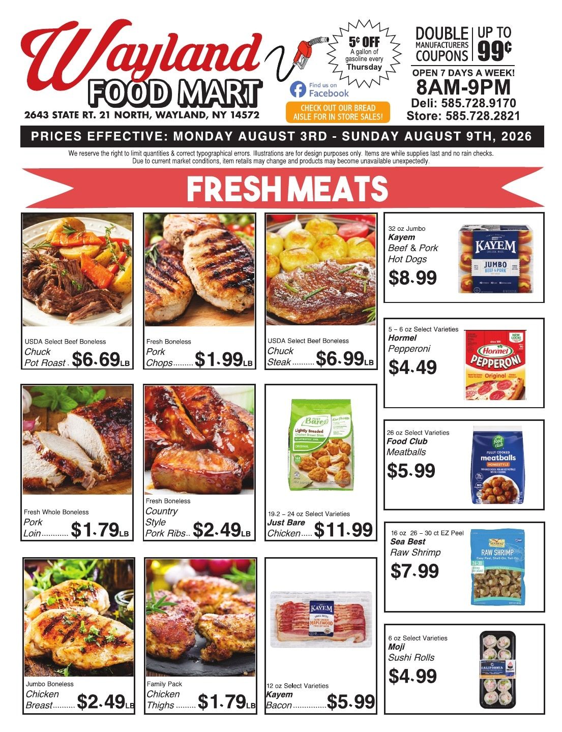 Wayland Food Mart Weekly Ad August 3 - 9, 2026