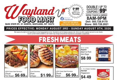 Wayland Food Mart Weekly Ad August 3 - 9, 2026