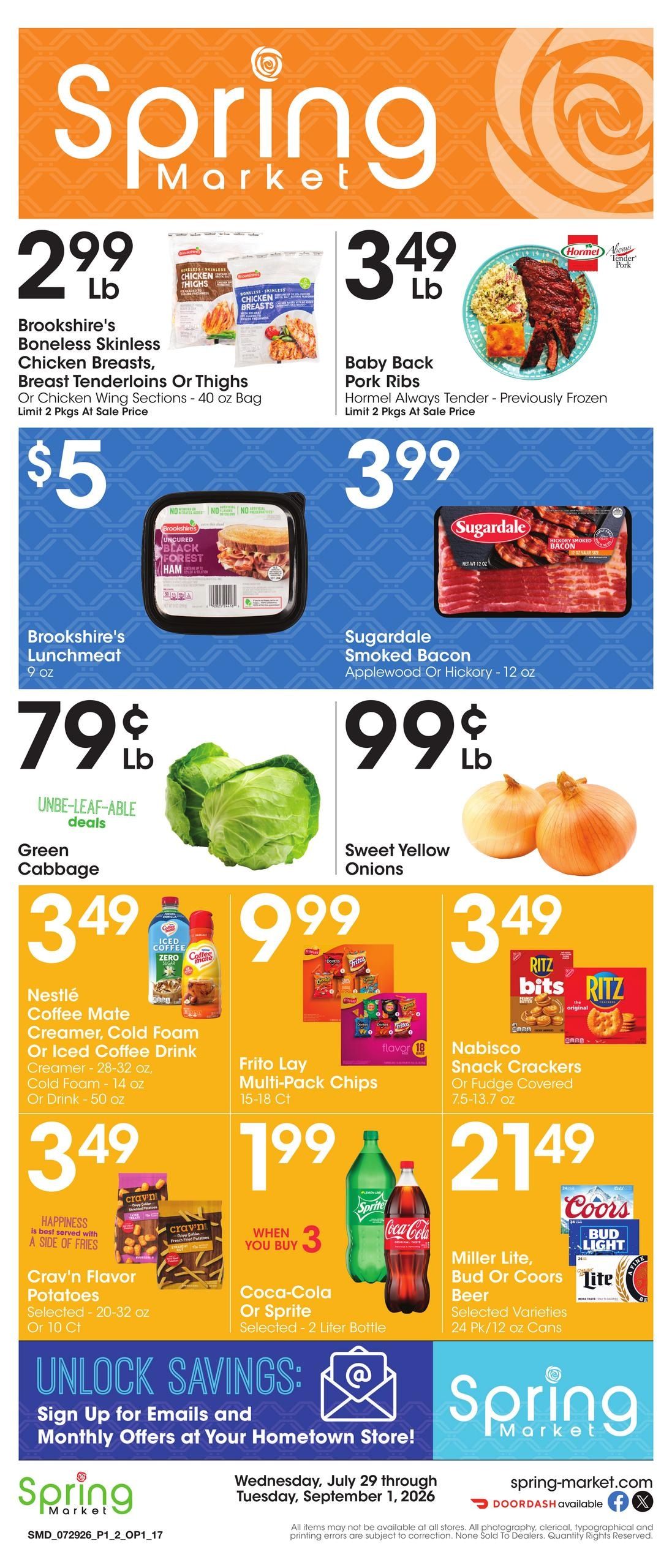 Spring Market Weekly Ad July 30 - September 1, 2026