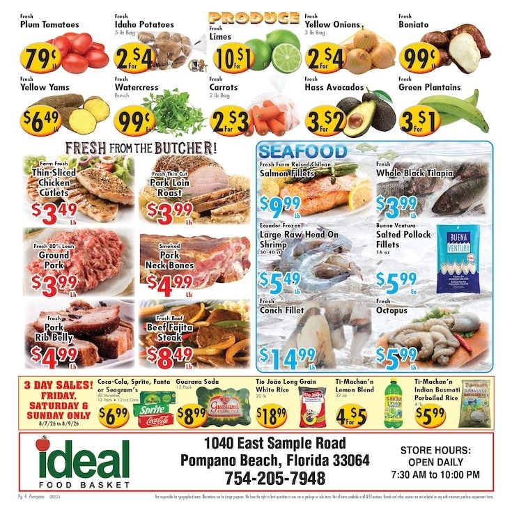 Ideal Food Basket (1040 E Sample Rd, Pompano Beach, FL) Weekly Ad August 12 - 18, 2026