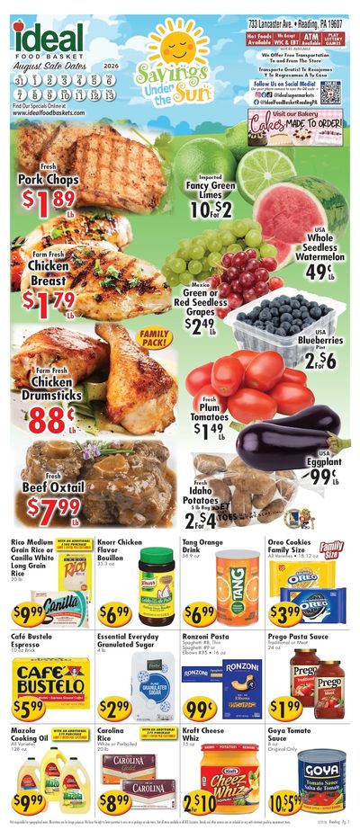 Ideal Food Basket (733 Lancaster Ave, Reading, PA) Weekly Ad August 7 - 13, 2026