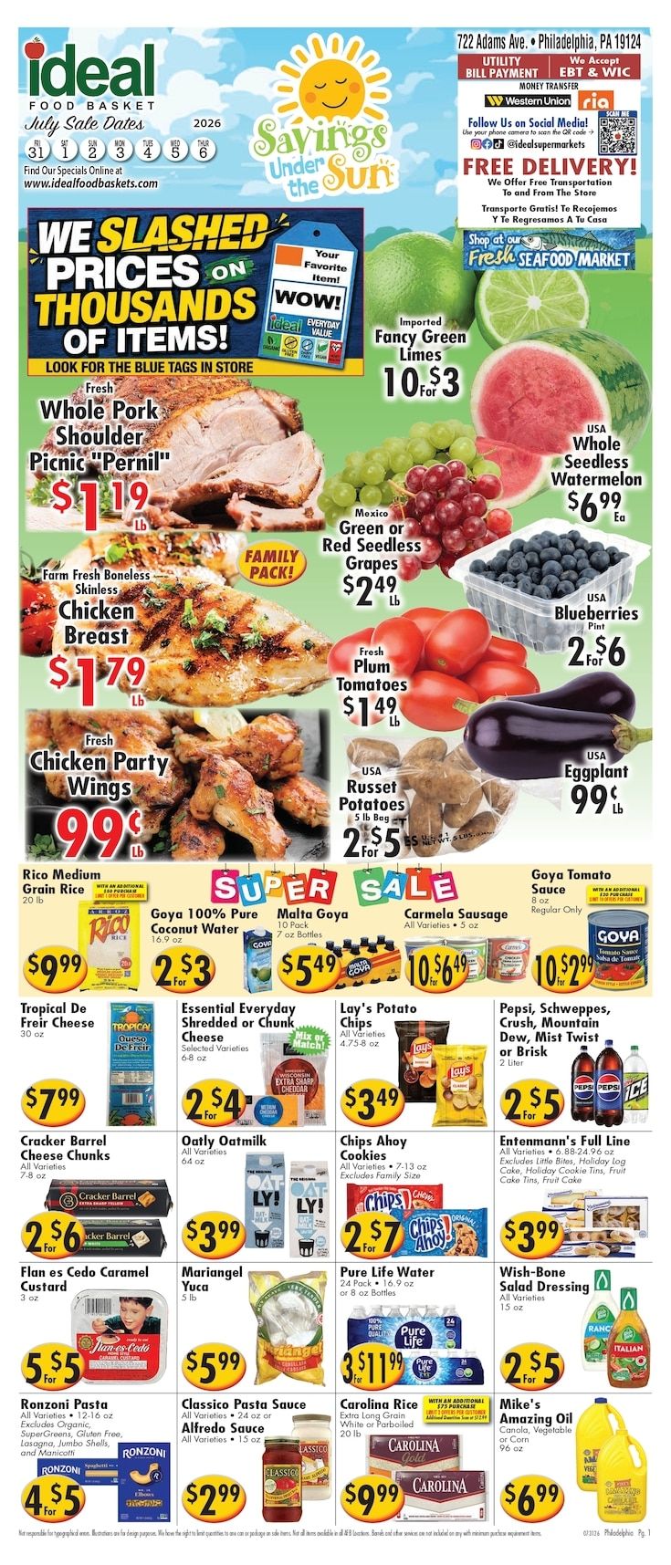 Ideal Food Basket (722 Adams Ave, Philadelphia, PA) Weekly Ad July 31 - August 6, 2026