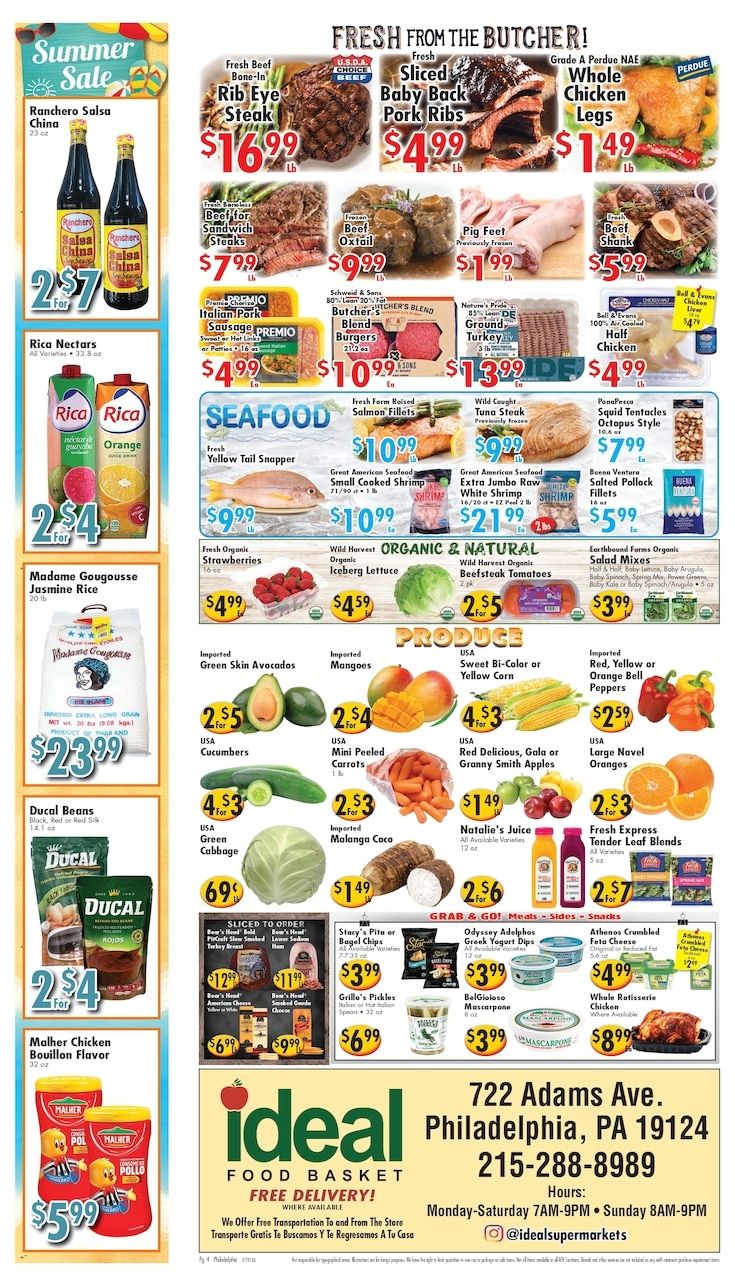 Ideal Food Basket (722 Adams Ave, Philadelphia, PA) Weekly Ad July 31 - August 6, 2026