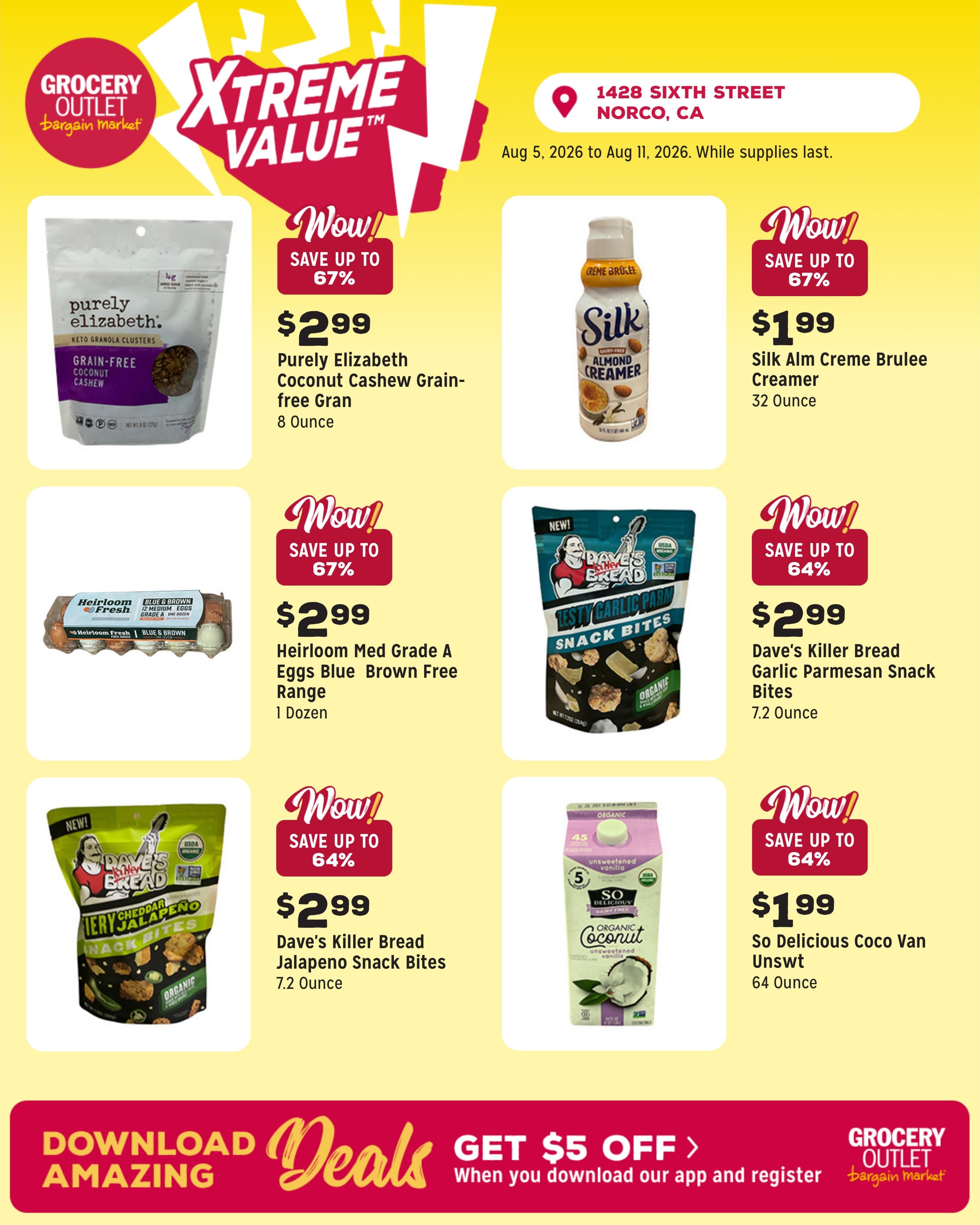 Grocery Outlet (Corona–Riverside Area, CA) Weekly Ad August 5 - 11, 2026