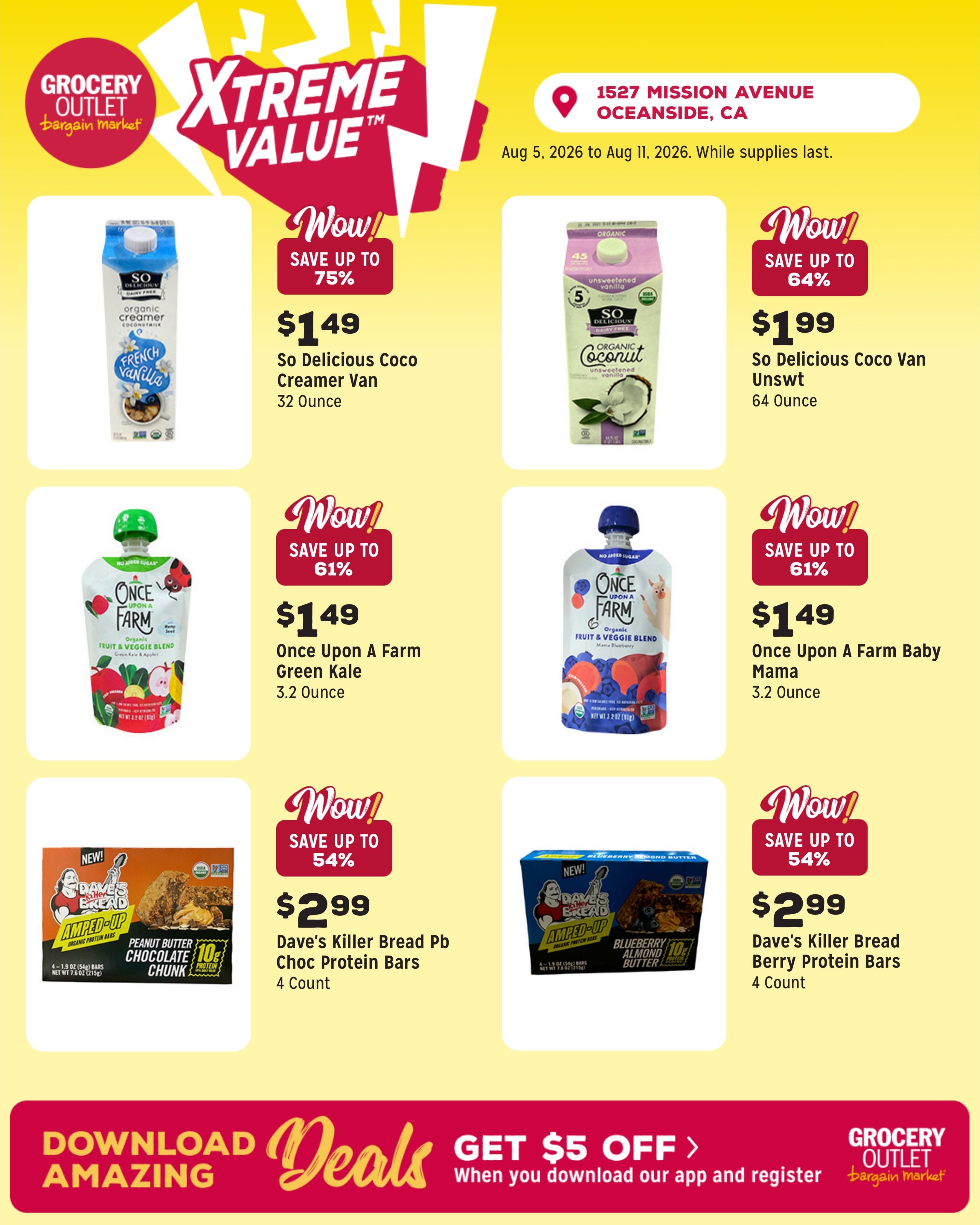 Grocery Outlet (Oceanside Area, CA) Weekly Ad August 5 - 11, 2026