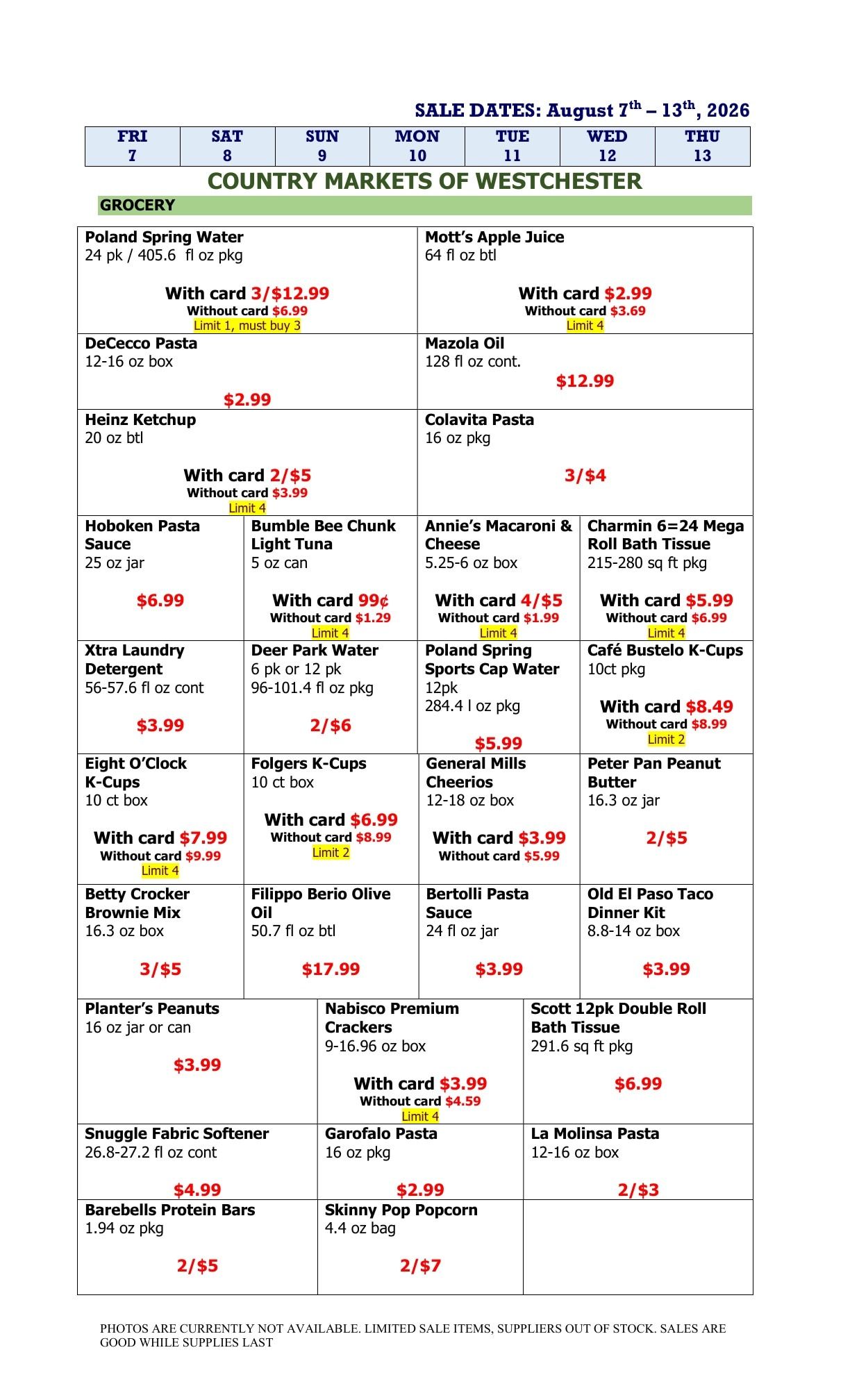 Country Markets of Westchester Weekly Ad August 7 - 13, 2026