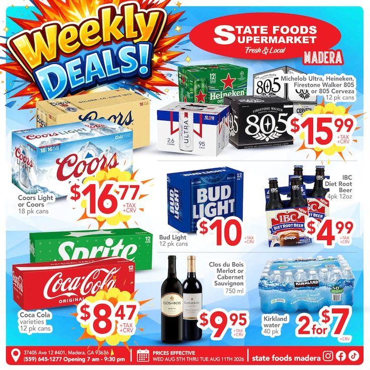 State Foods Supermarket (Madera, CA) Weekly Ad August 5 - 11, 2026