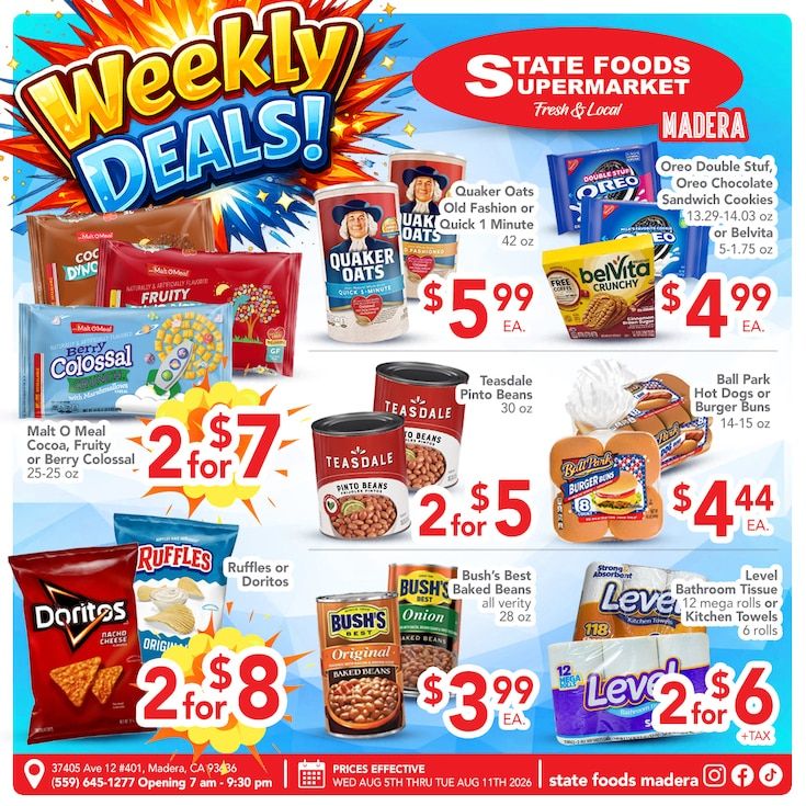 State Foods Supermarket (Madera, CA) Weekly Ad August 5 - 11, 2026
