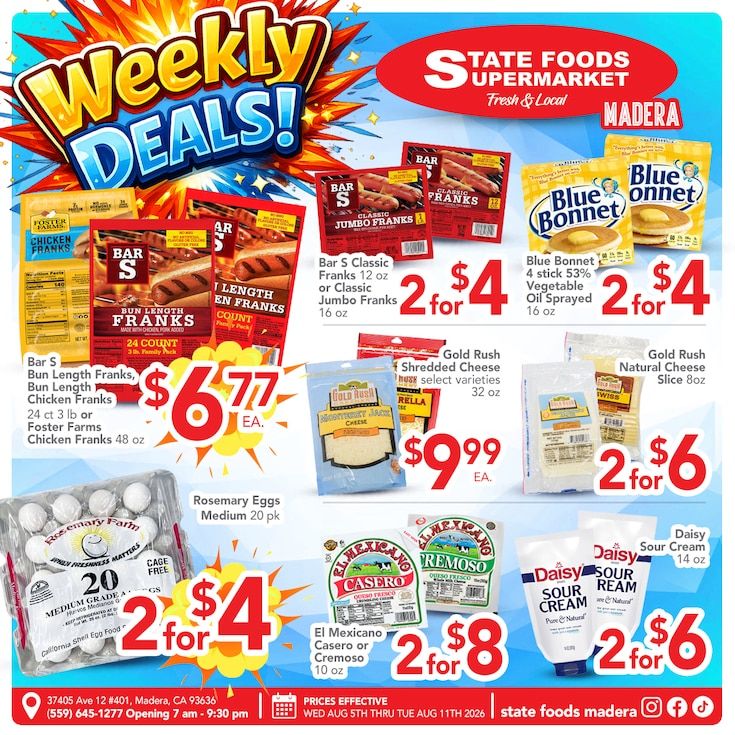 State Foods Supermarket (Madera, CA) Weekly Ad August 5 - 11, 2026