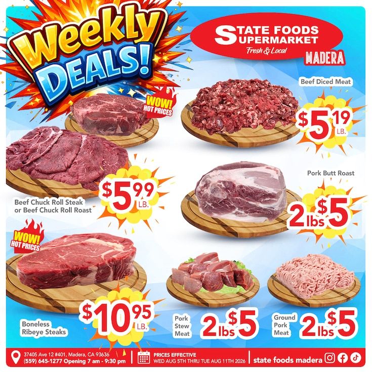 State Foods Supermarket (Madera, CA) Weekly Ad August 5 - 11, 2026