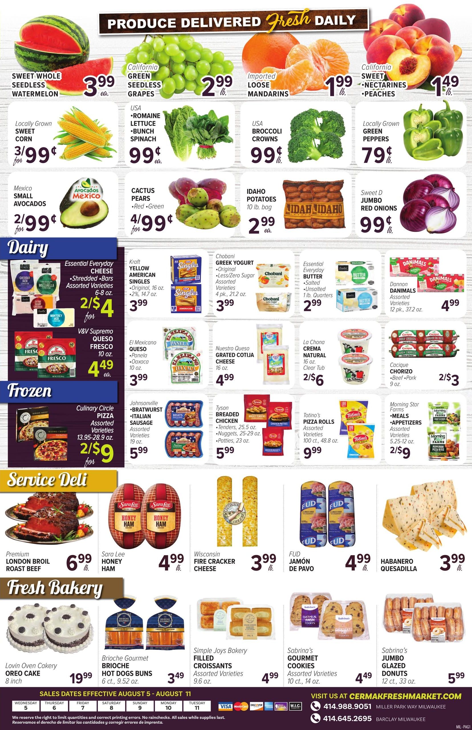 Cermak Fresh Market (Milwaukee Area, WI) Weekly Ad August 5 - 11, 2026