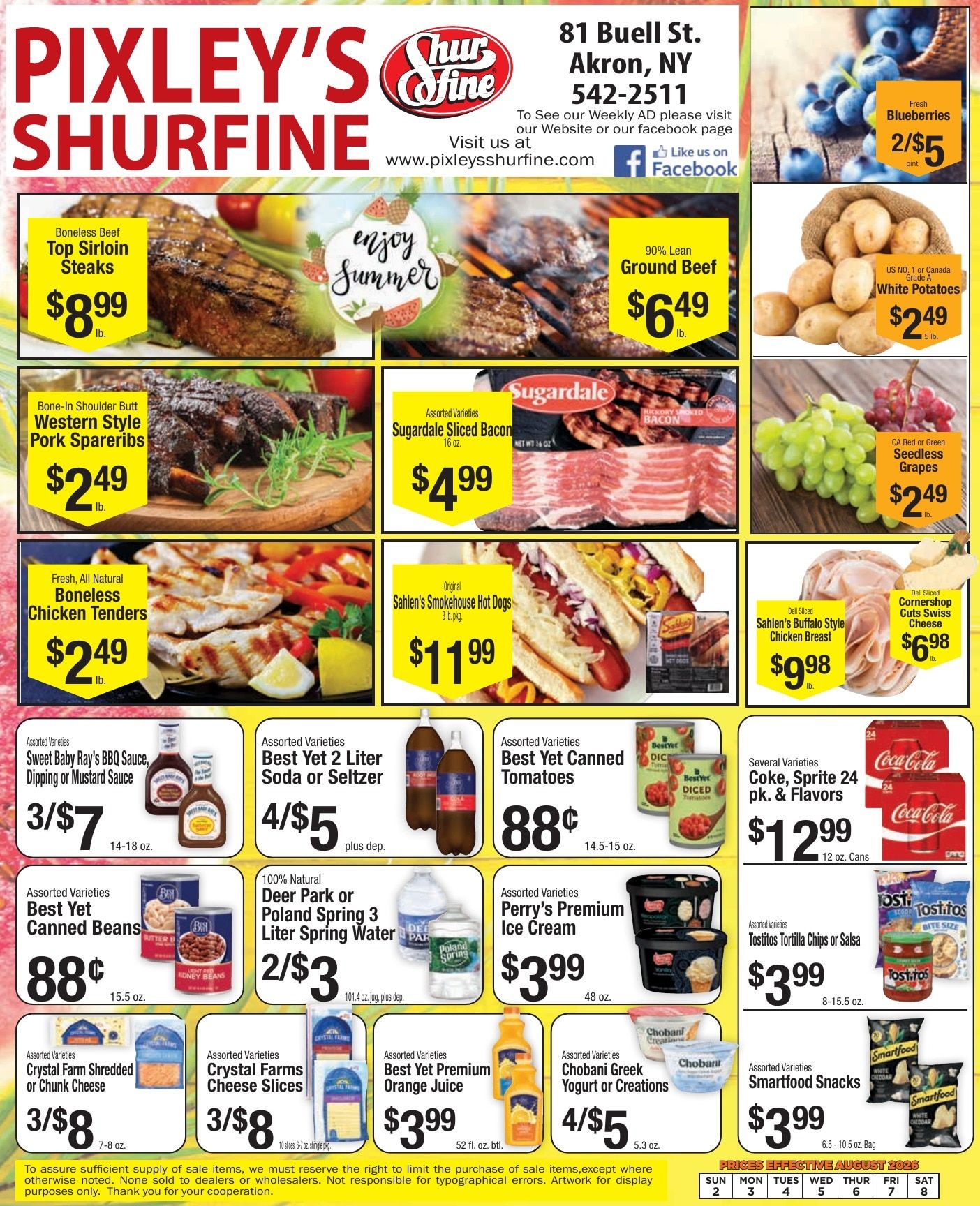 Pixley's Shurfine Food Mart Weekly Ad August 2 - 8, 2026