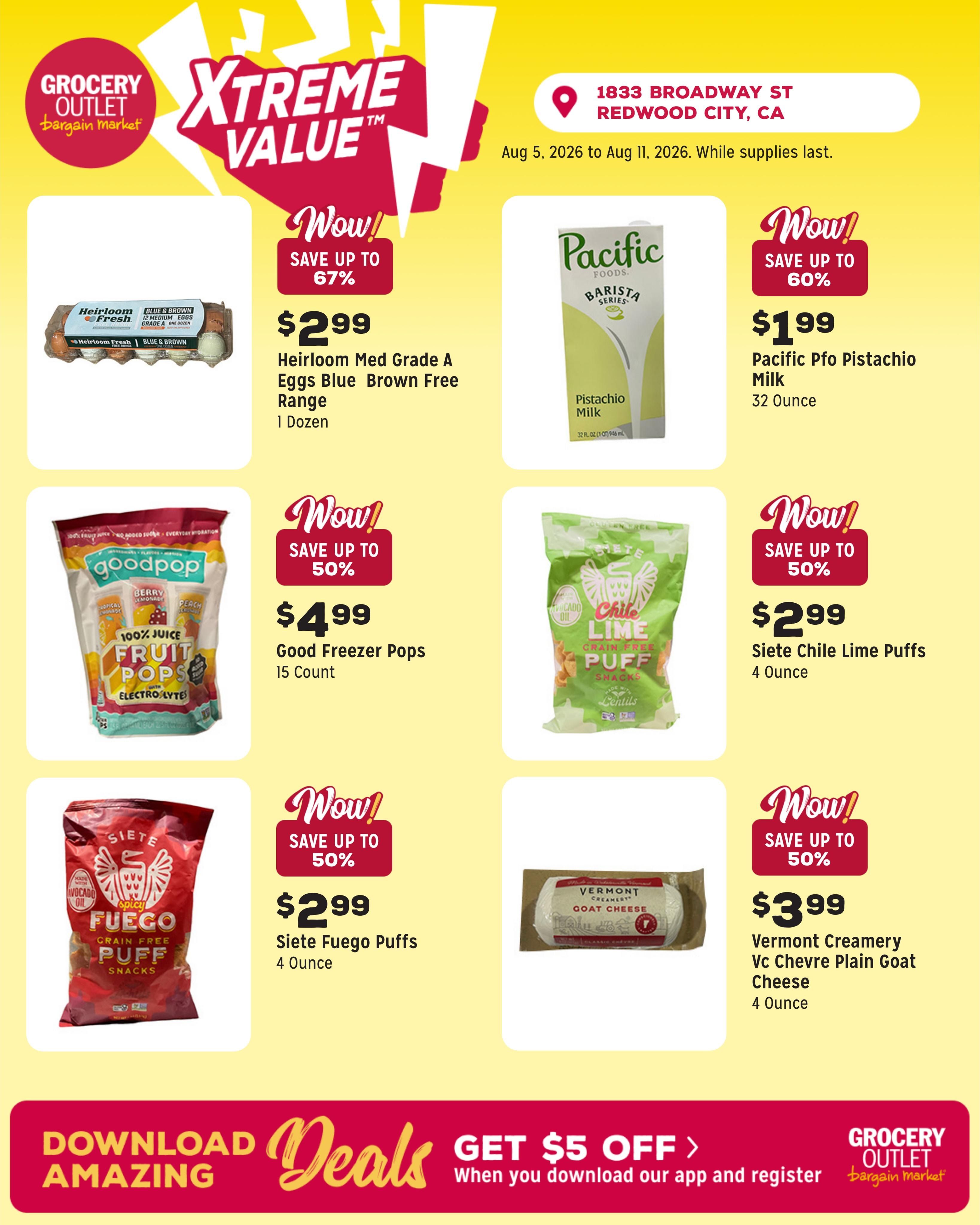 Grocery Outlet (San Mateo–San Carlos Area, CA) Weekly Ad August 5 - 11, 2026