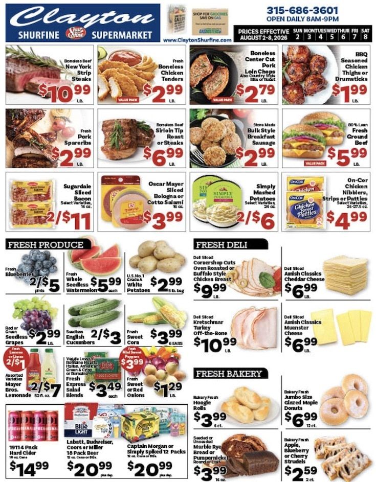 Clayton Shurfine Weekly Ad August 2 - 8, 2026