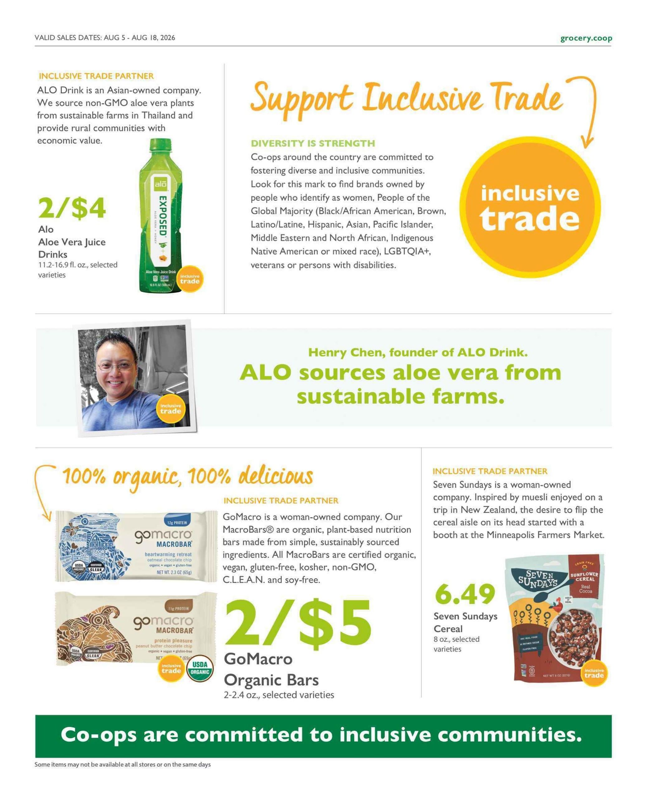 Co-opportunity Natural Foods (Inglewood–Gardena Area, CA) Weekly Ad August 5 - 18, 2026