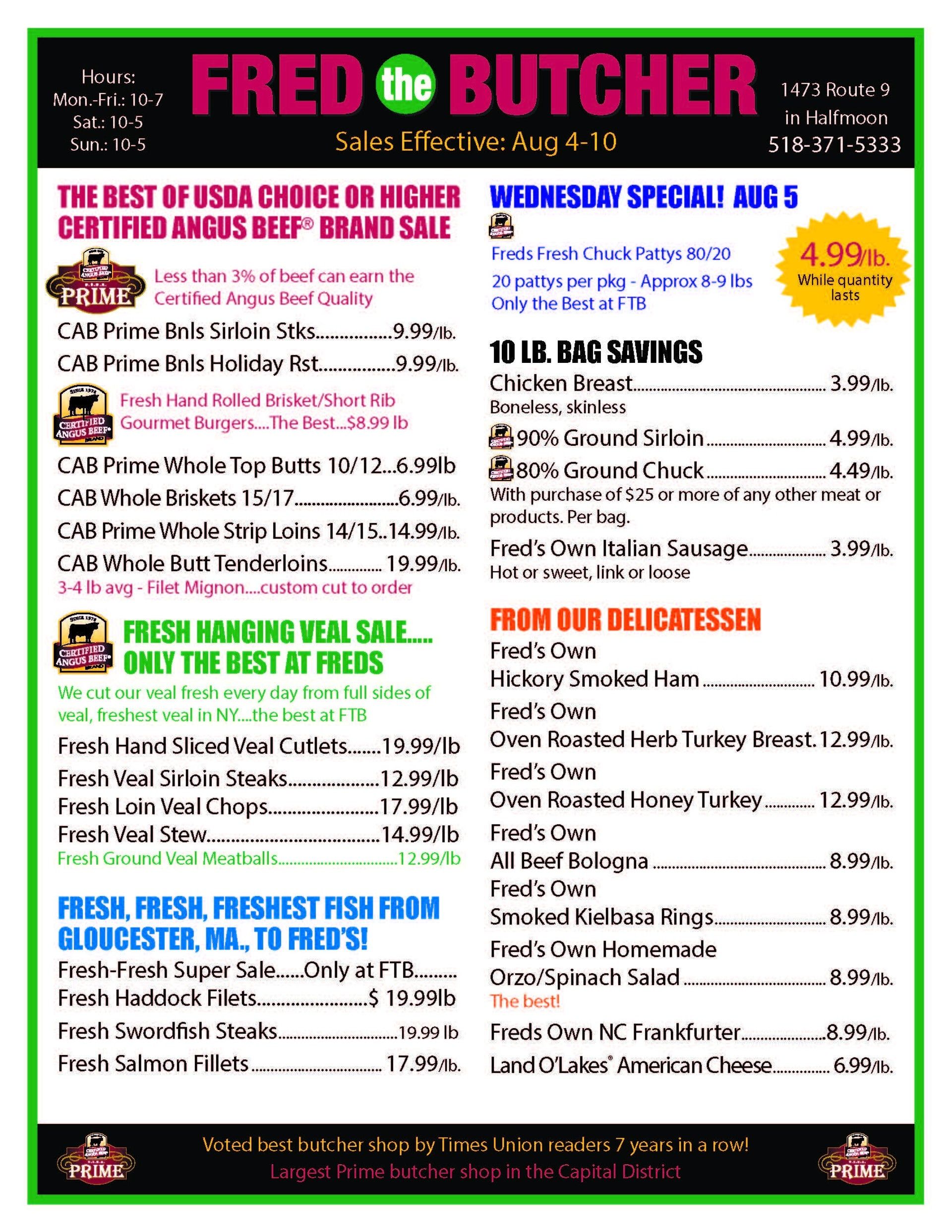 Fred the Butcher Weekly Ad August 4 - 10, 2026