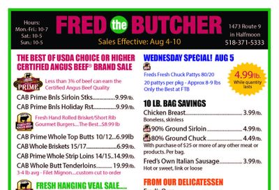 Fred the Butcher Weekly Ad August 4 - 10, 2026