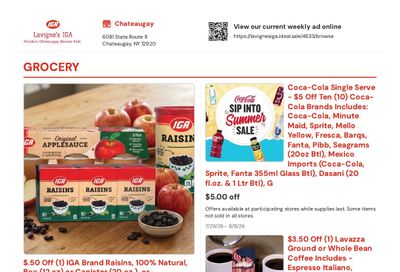 LaVigne's IGA (Chateaugay, NY) Weekly Ad July 29 - August 11, 2026
