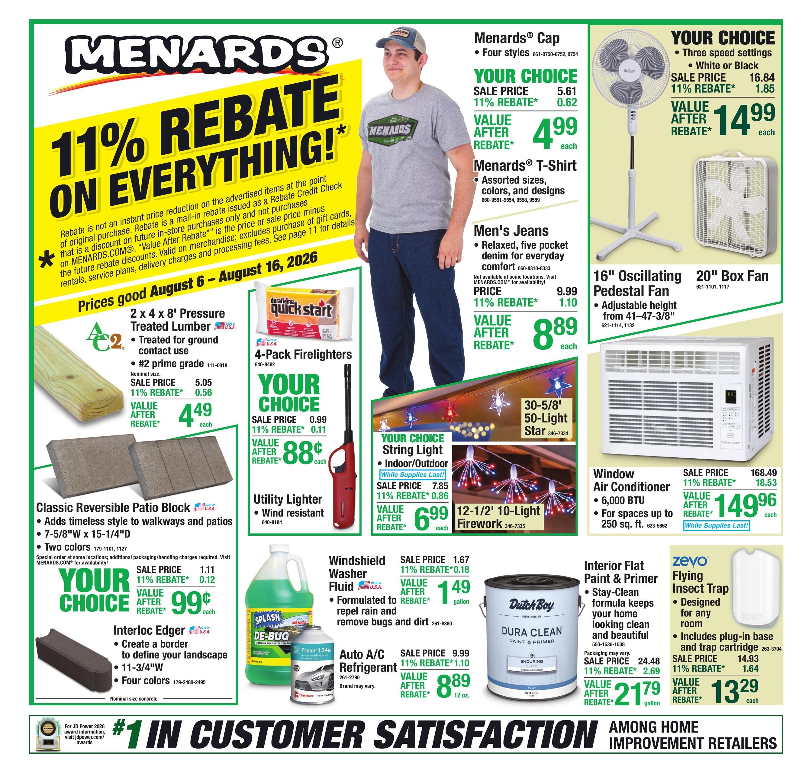 Menards (River Falls Area, WI) 11% Rebate Sale Weekly Ad August 5 - 17, 2026