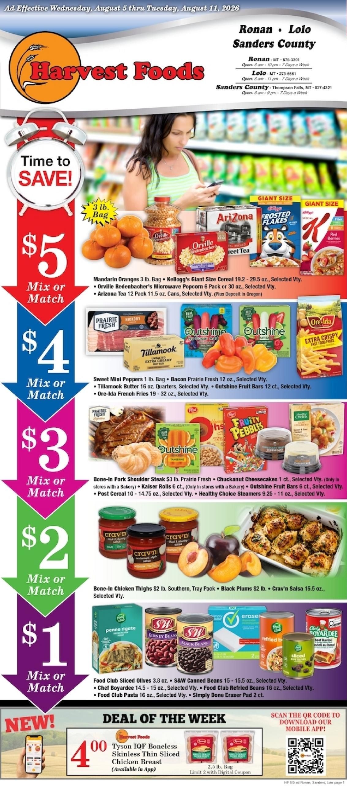 Harvest Foods (Missoula–Milltown Area, MT) Weekly Ad August 5 - 11, 2026