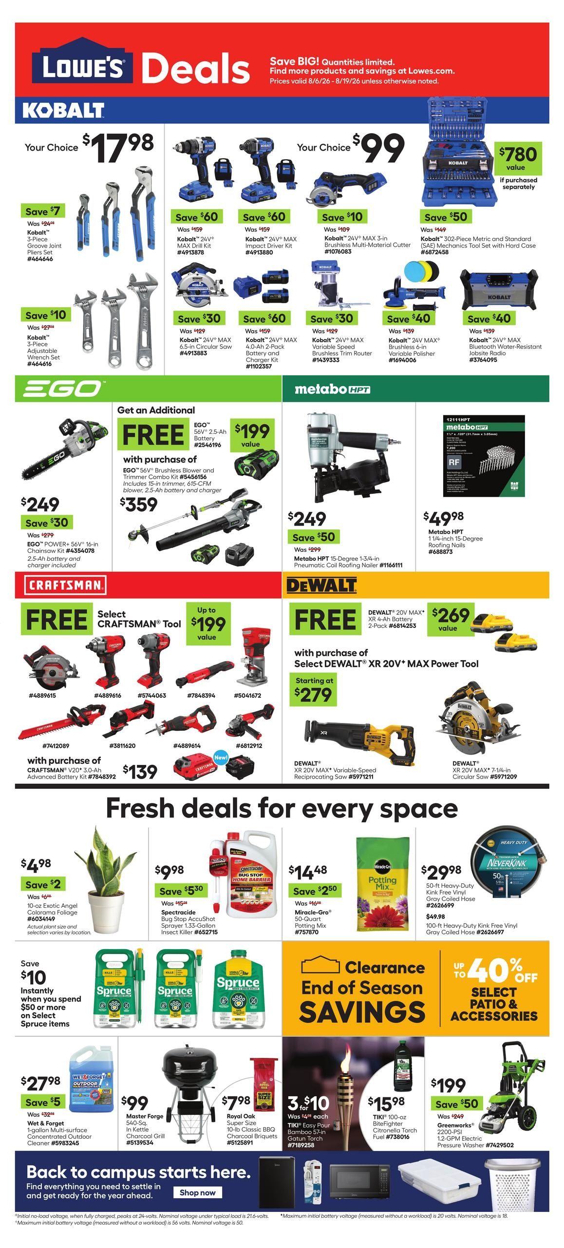 Lowe's (Andalusia Area, AL) Weekly Ad August 6 - 19, 2026