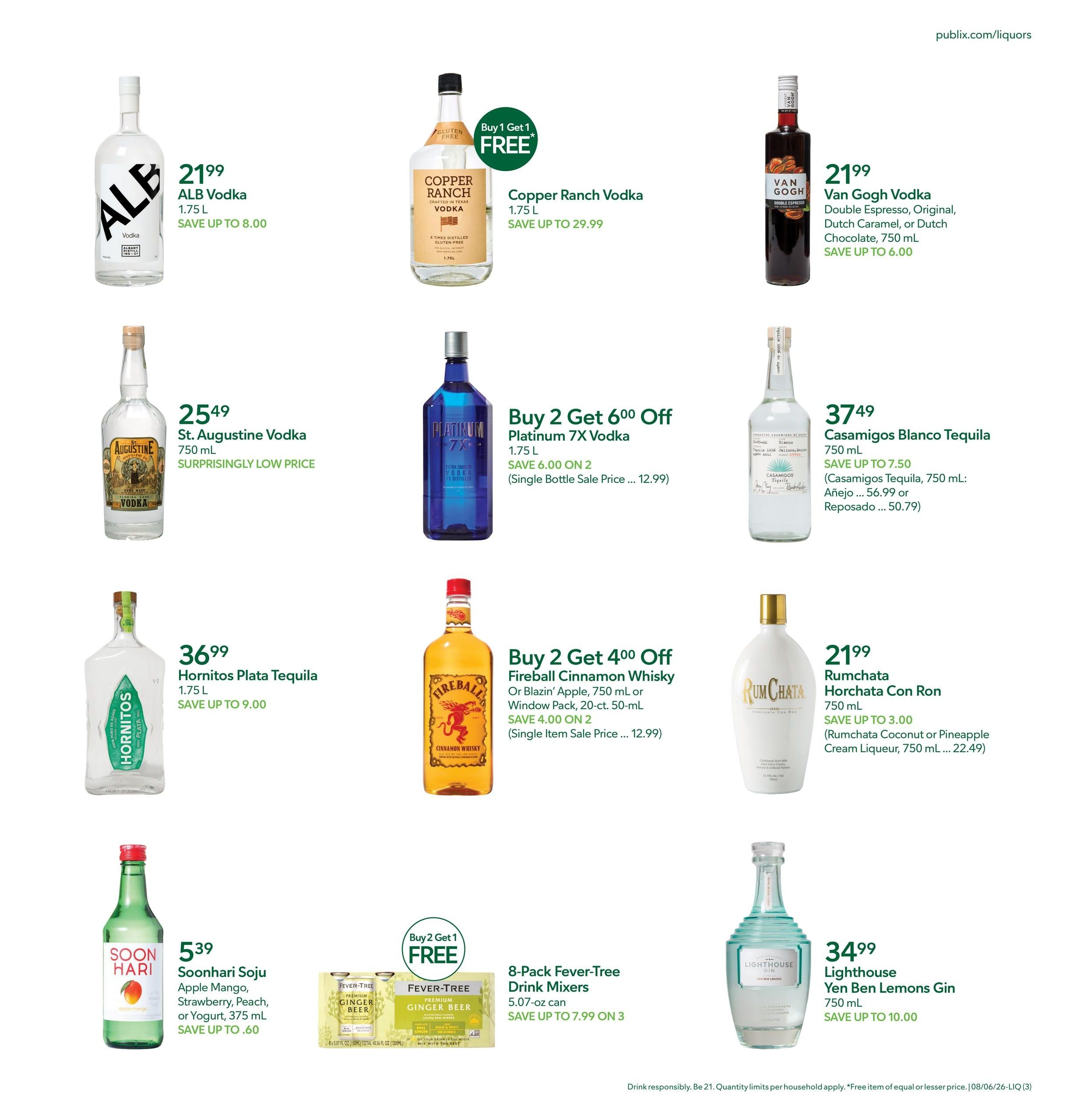 Publix Liquors Liquor Weekly Ad August 6 - 12, 2026