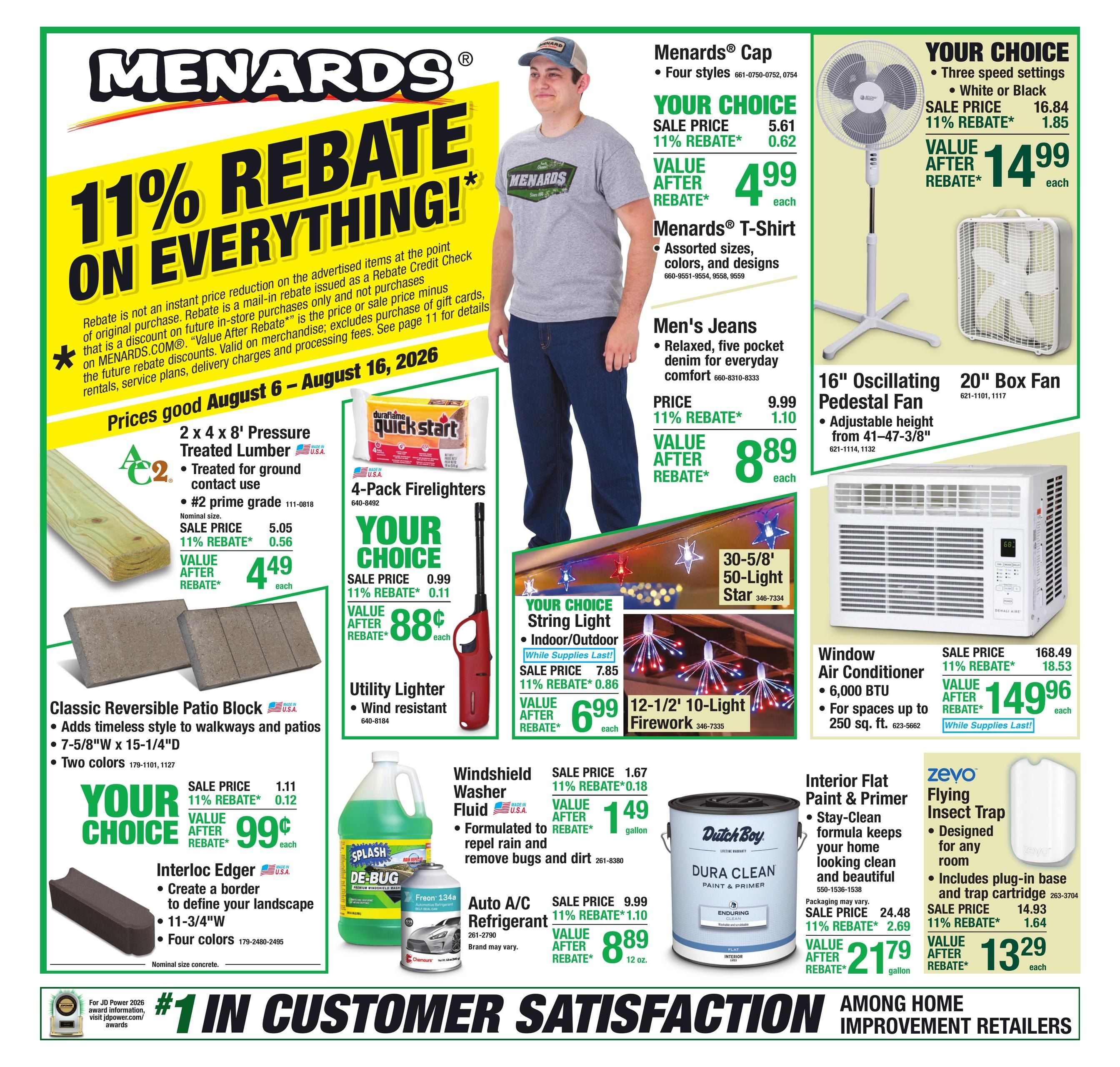 Menards (Adamsville Area, OH) 11% Rebate Sale Weekly Ad August 6 - 17, 2026