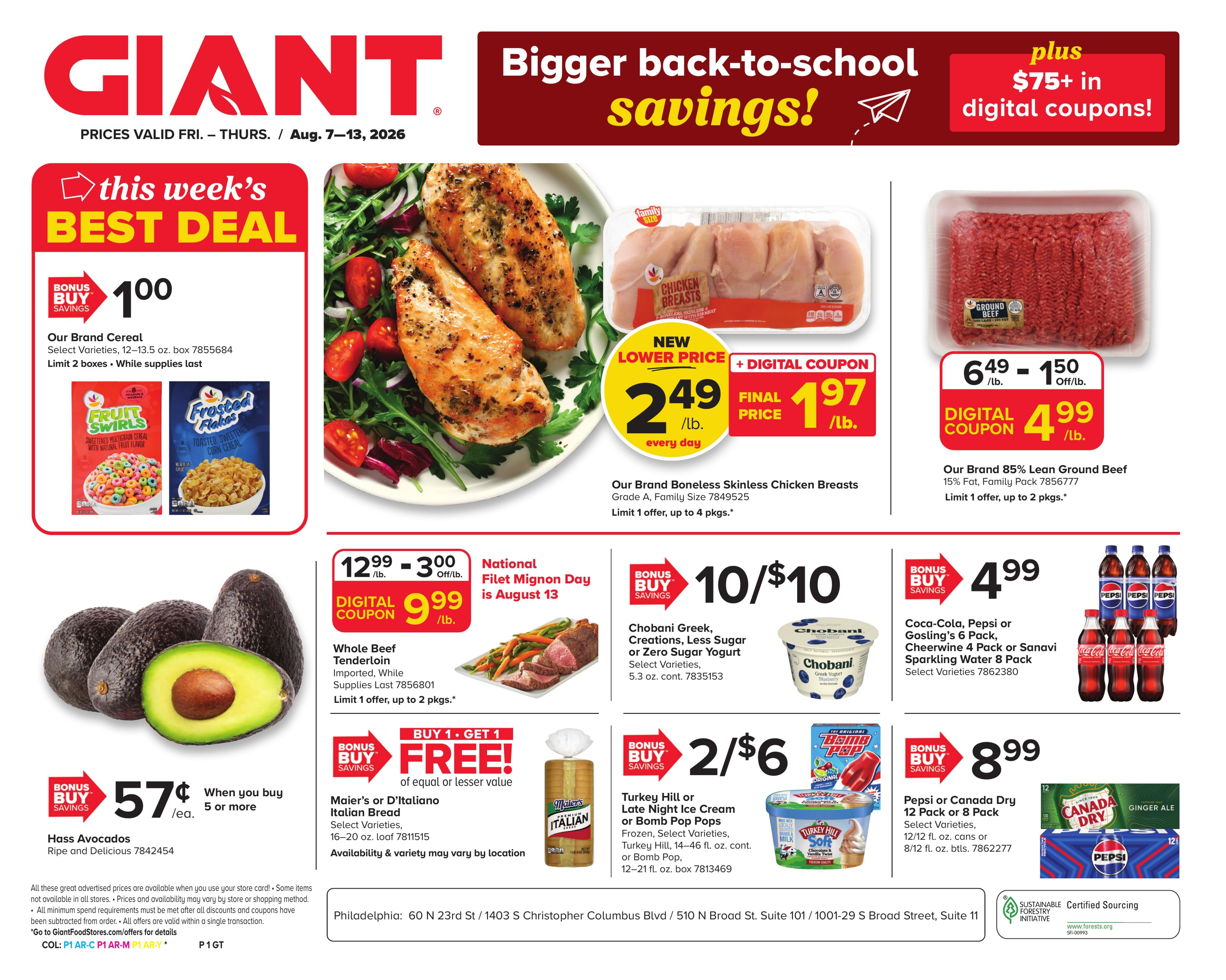 Giant Food Stores (Haddonfield–Philadelphia Area, NJ–PA) Weekly Ad August 7 - 13, 2026