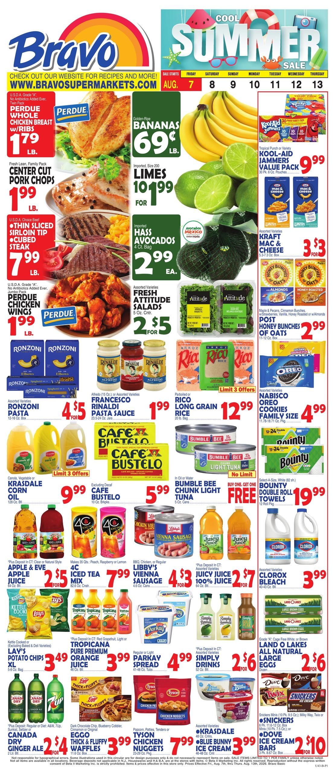 Bravo Supermarket (CT, NJ, NY) Weekly Ad August 7 - 13, 2026