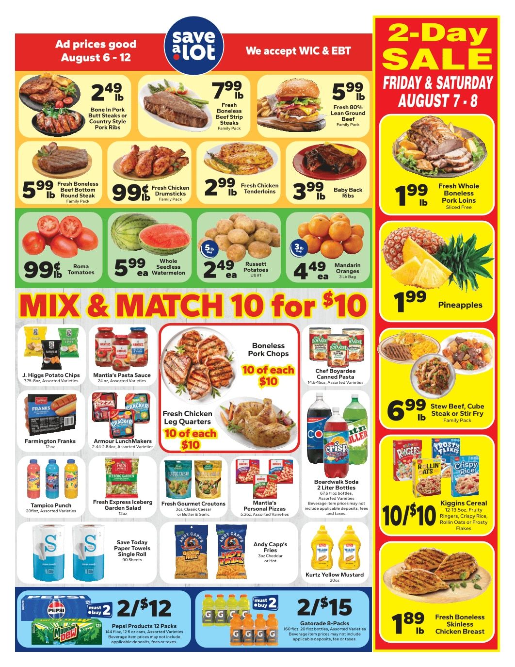 Save a Lot Food Stores (Tyrone, PA) Weekly Ad August 6 - 12, 2026