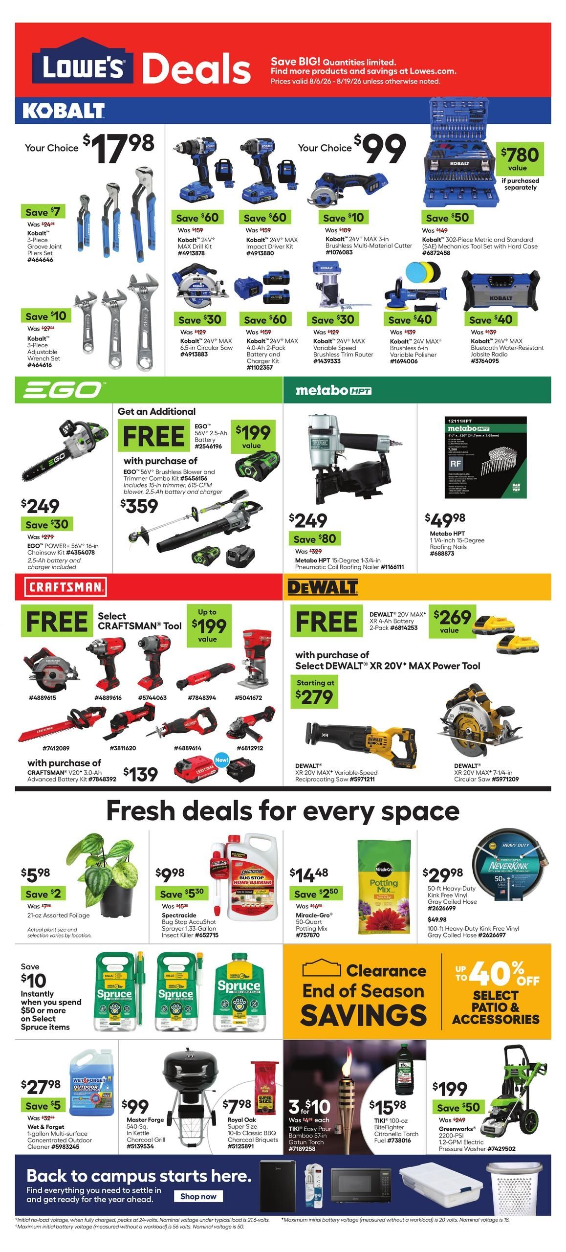 Lowe's (Arvada Area, CO) Weekly Ad August 6 - 19, 2026
