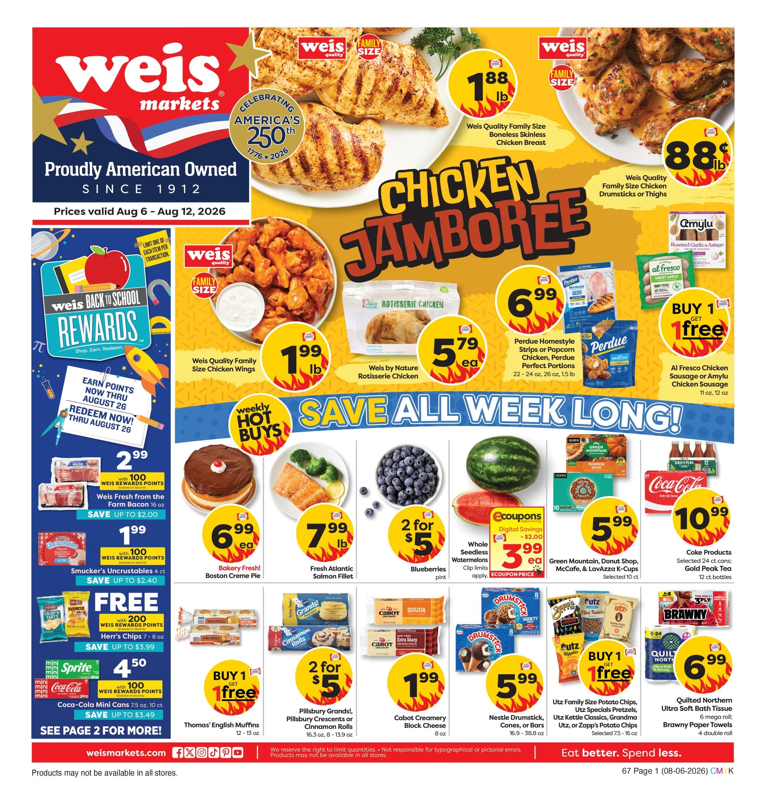 Weis Markets (DC, MD, PA, VA) Weekly Ad August 6 - 12, 2026