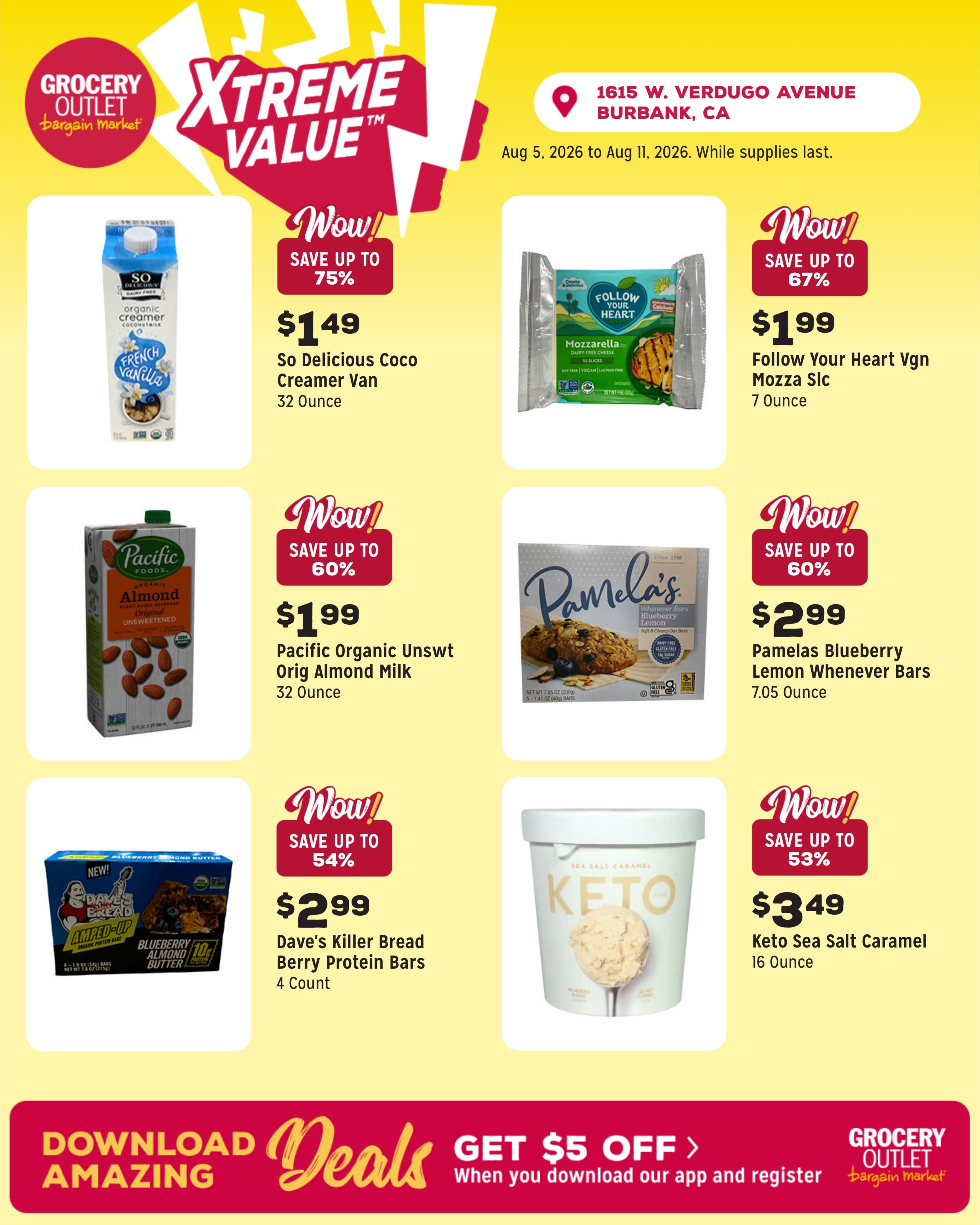 Grocery Outlet (Glendale–Burbank Area, CA) Weekly Ad August 5 - 11, 2026