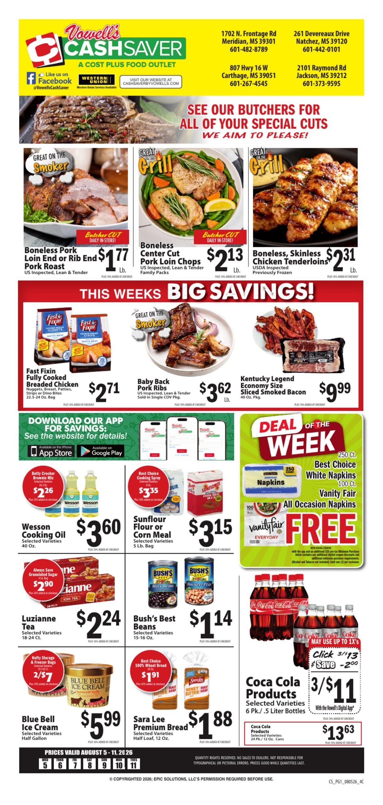 Vowell's CashSaver Weekly Ad August 5 - 11, 2026