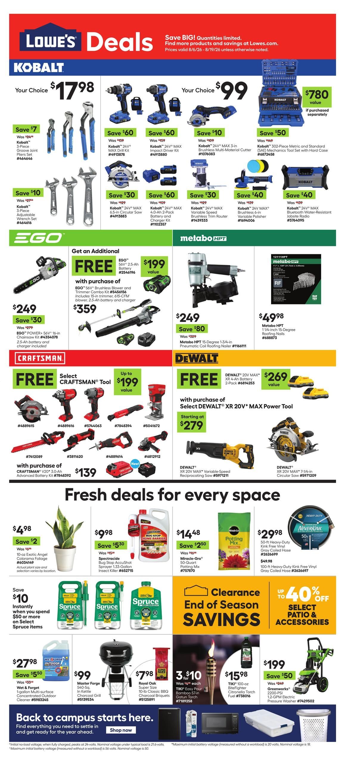 Lowe's (KY, TN) Weekly Ad August 6 - 19, 2026