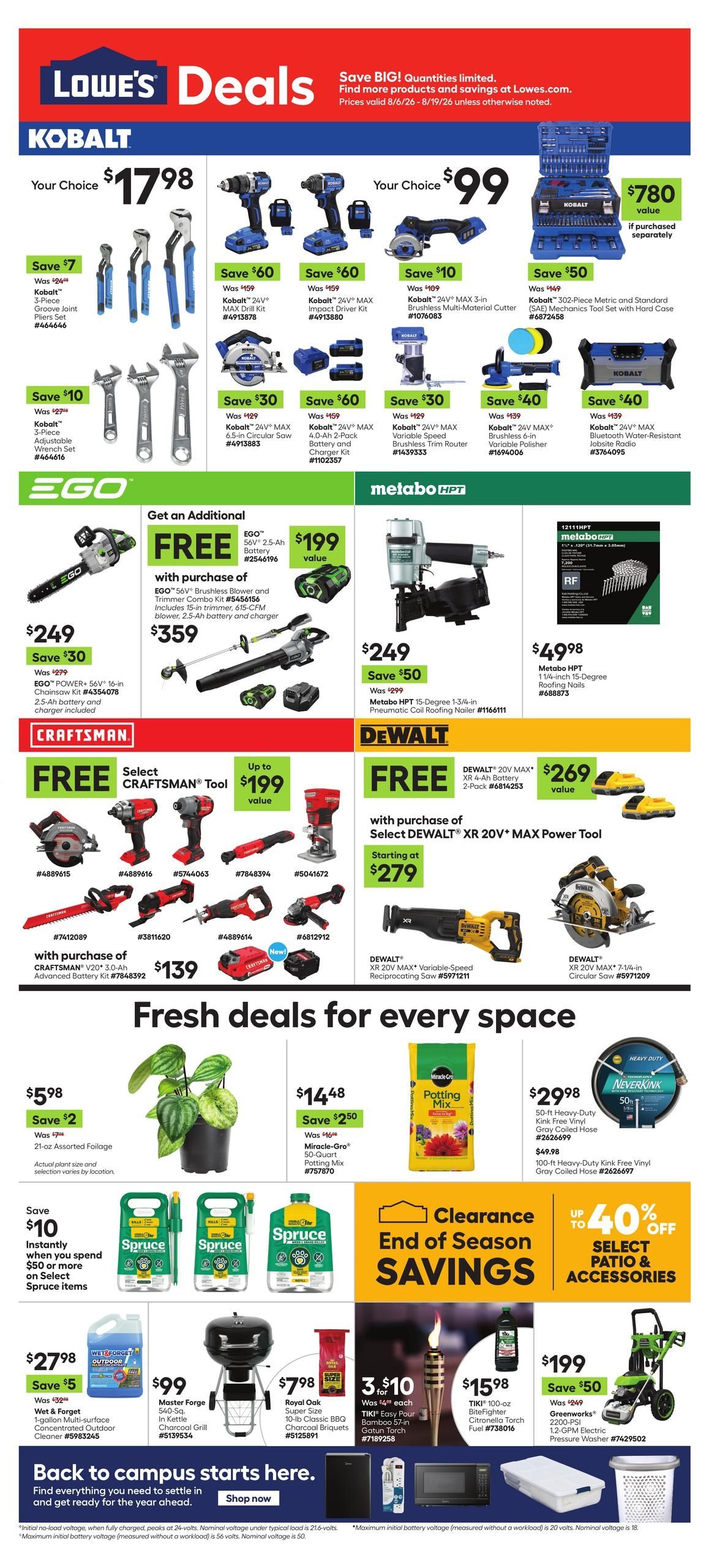 Lowe's (Dillon Area, CO) Weekly Ad August 6 - 19, 2026