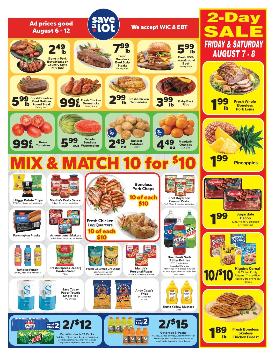 Save a Lot Food Stores (Jersey Shore, Lock Haven and South Williamsport, PA) Weekly Ad August 6 - 12, 2026