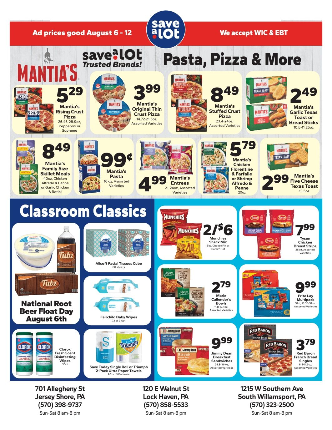 Save a Lot Food Stores (Jersey Shore, Lock Haven and South Williamsport, PA) Weekly Ad August 6 - 12, 2026
