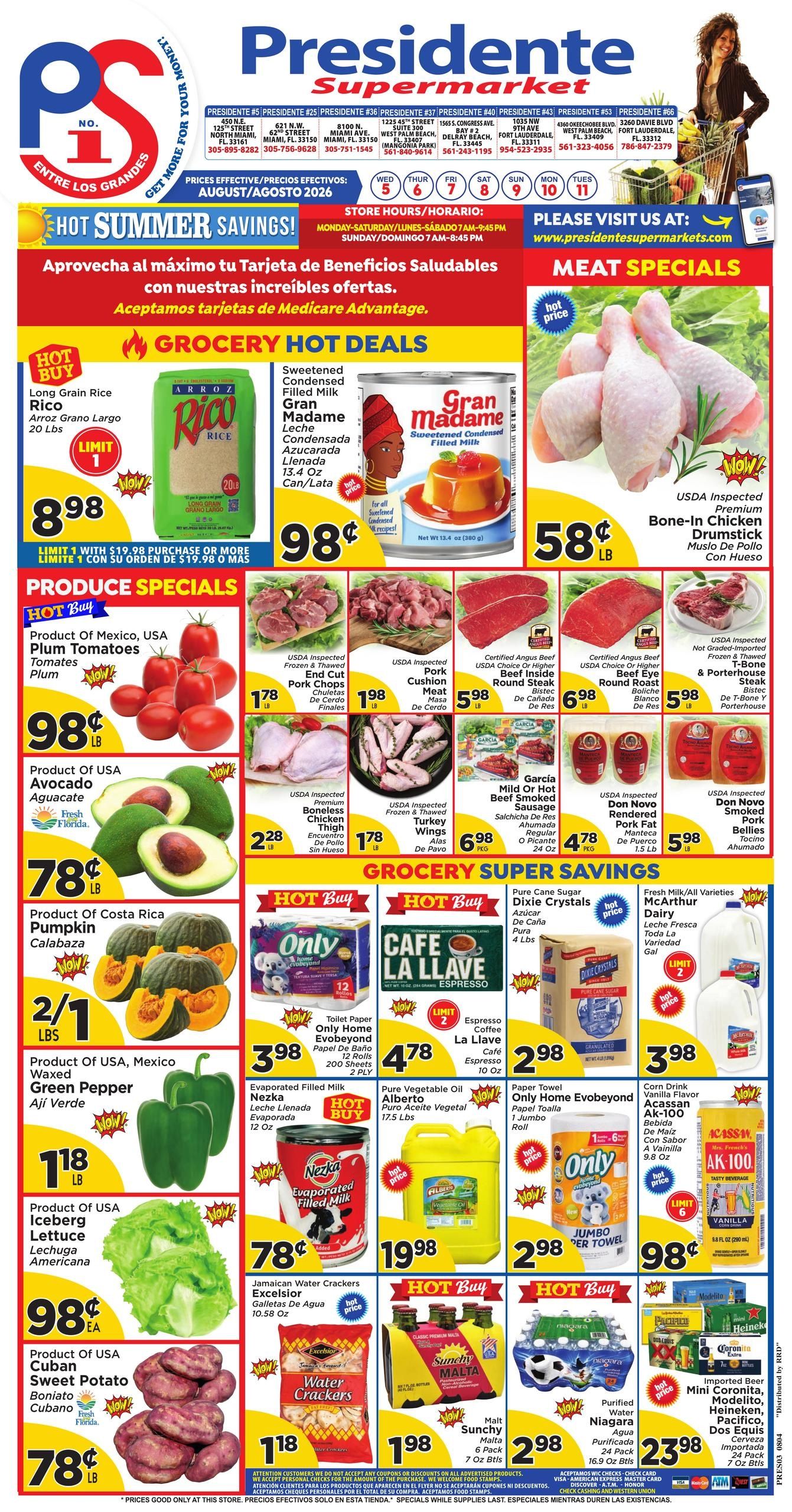 Presidente Supermarkets (Fort Lauderdale–Pompano Beach Area, FL) Weekly Ad August 5 - 11, 2026