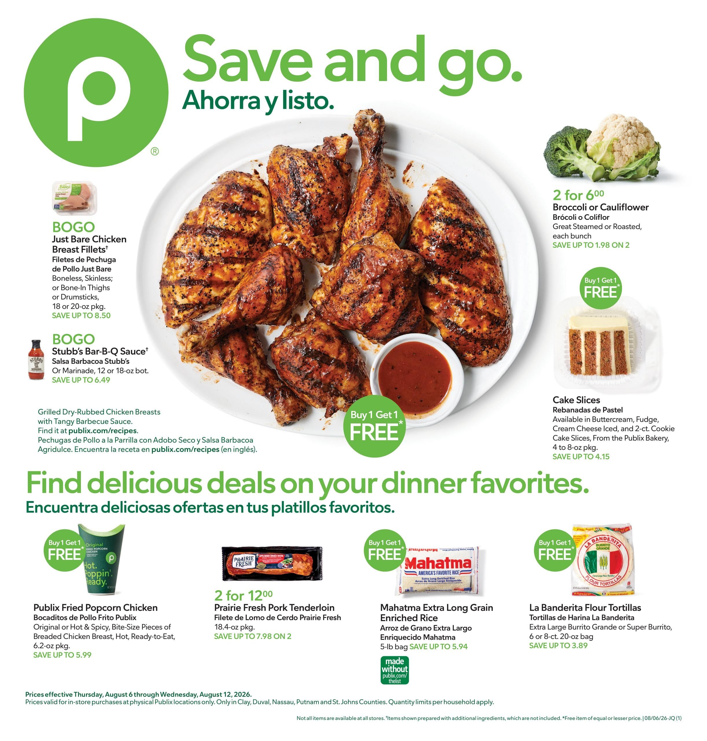 Publix (Jacksonville–Orange Park Area, FL) Anuncio Semanal Español Weekly Ad August 6 - 12, 2026