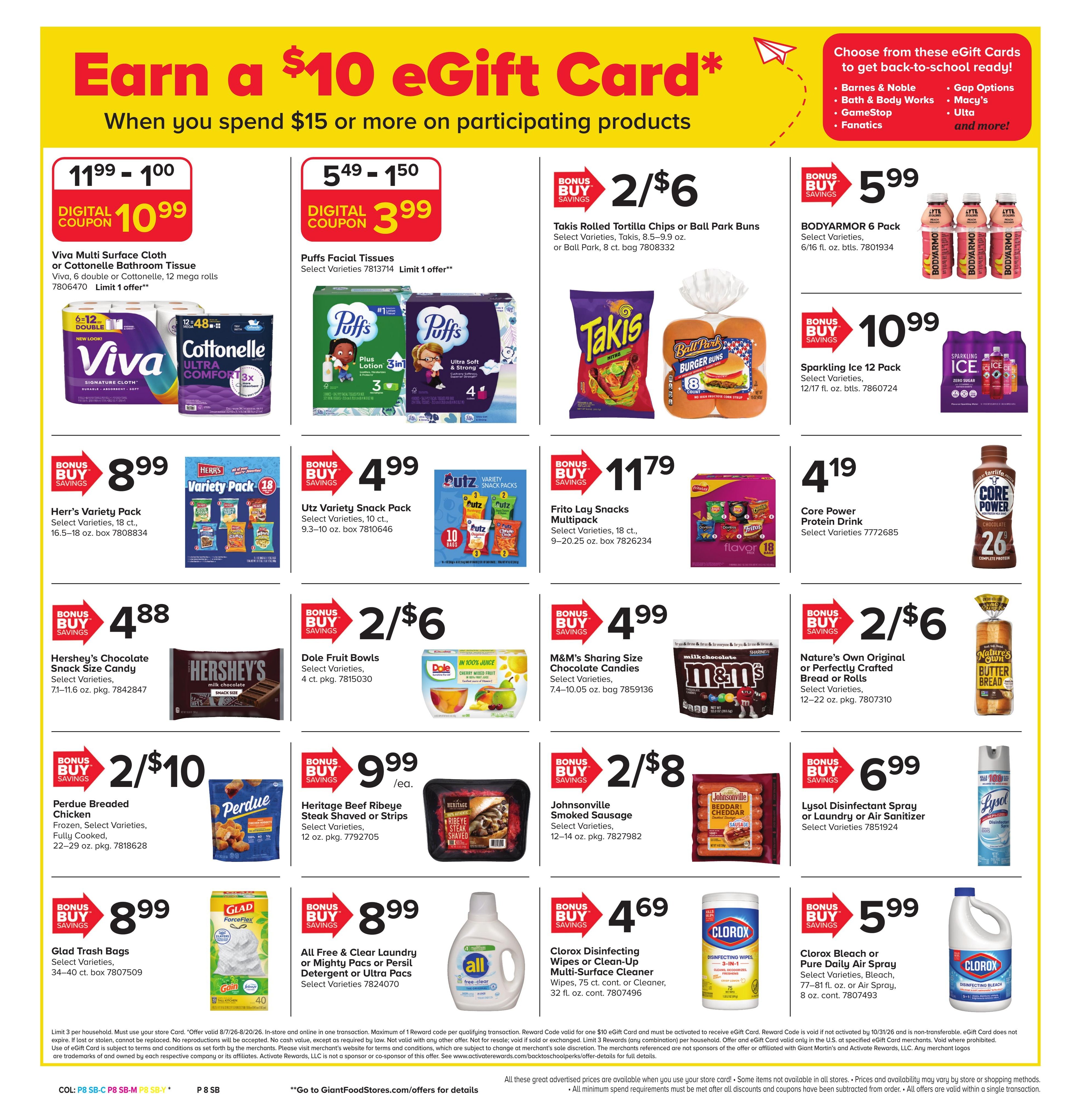 Giant Food Stores (State College Area, PA) Weekly Ad August 7 - 13, 2026
