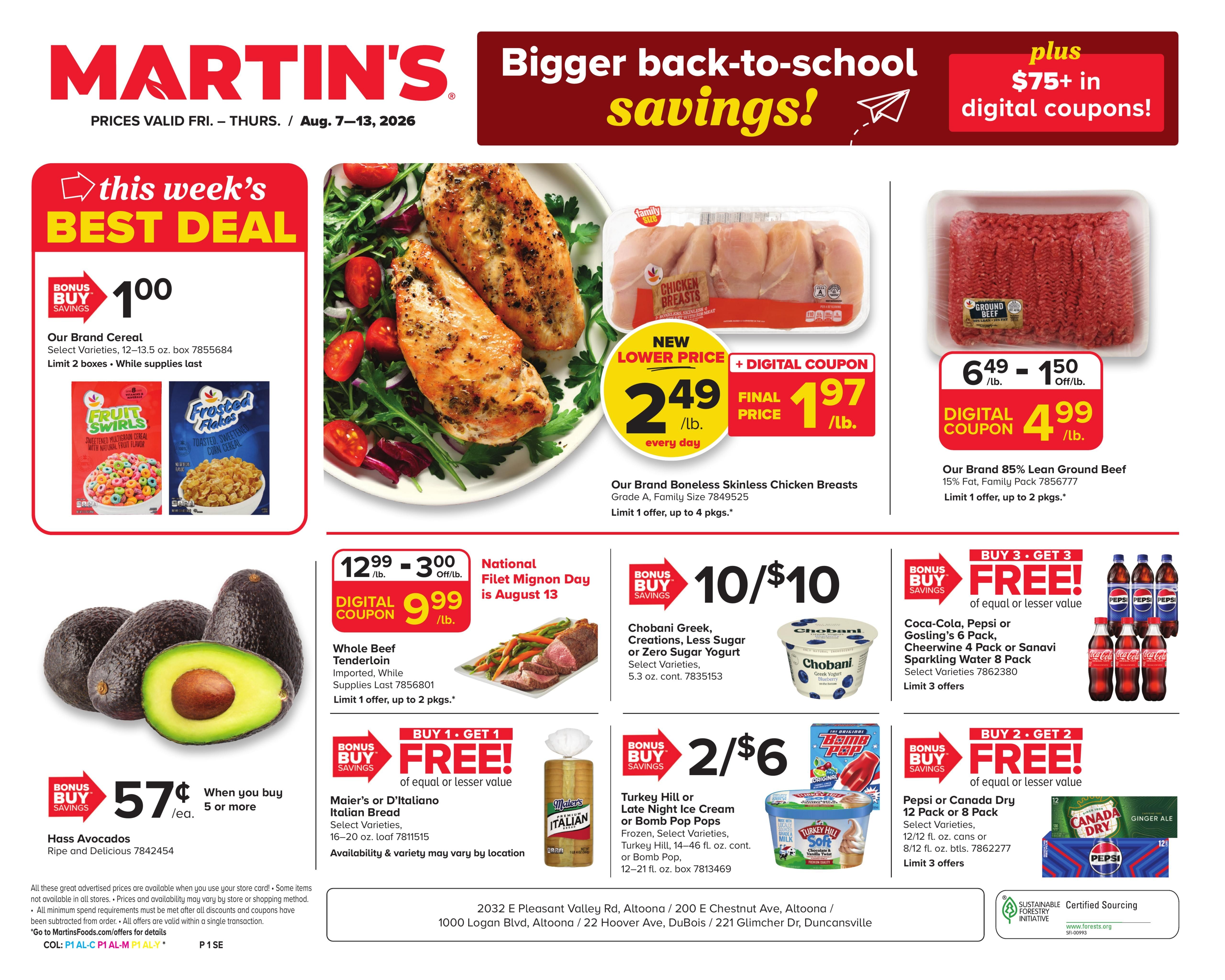Martin's Food Market (State College–Coalport Area, PA) Weekly Ad August 7 - 13, 2026