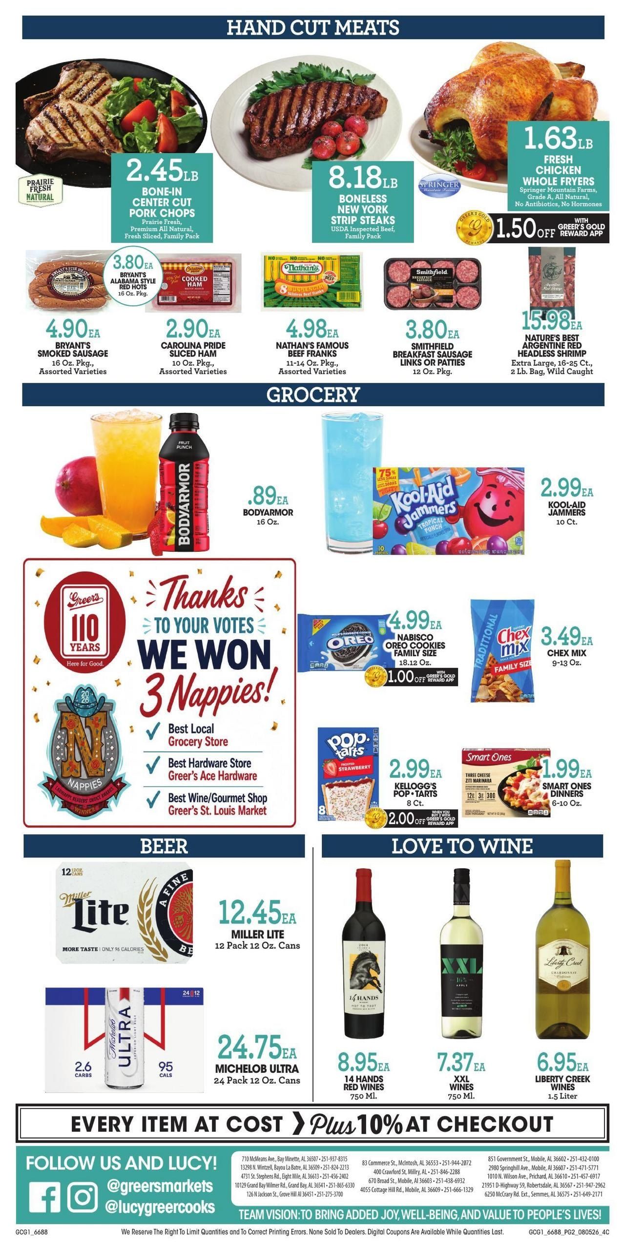 Greer's Cashsaver (AL) Weekly Ad August 5 - 11, 2026