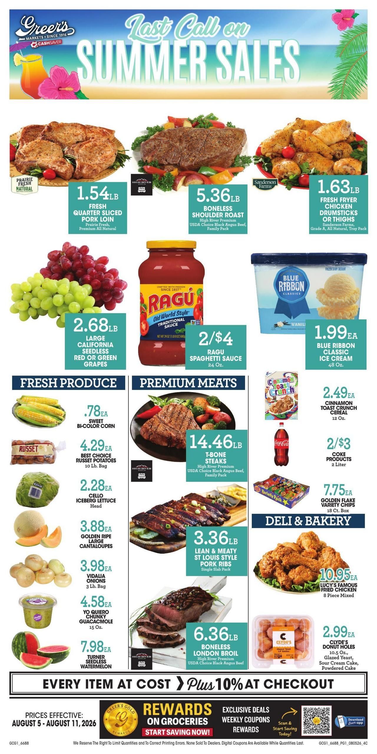 Greer's Food Tiger (Gonzalez–Milton Area, FL) Weekly Ad August 5 - 11, 2026