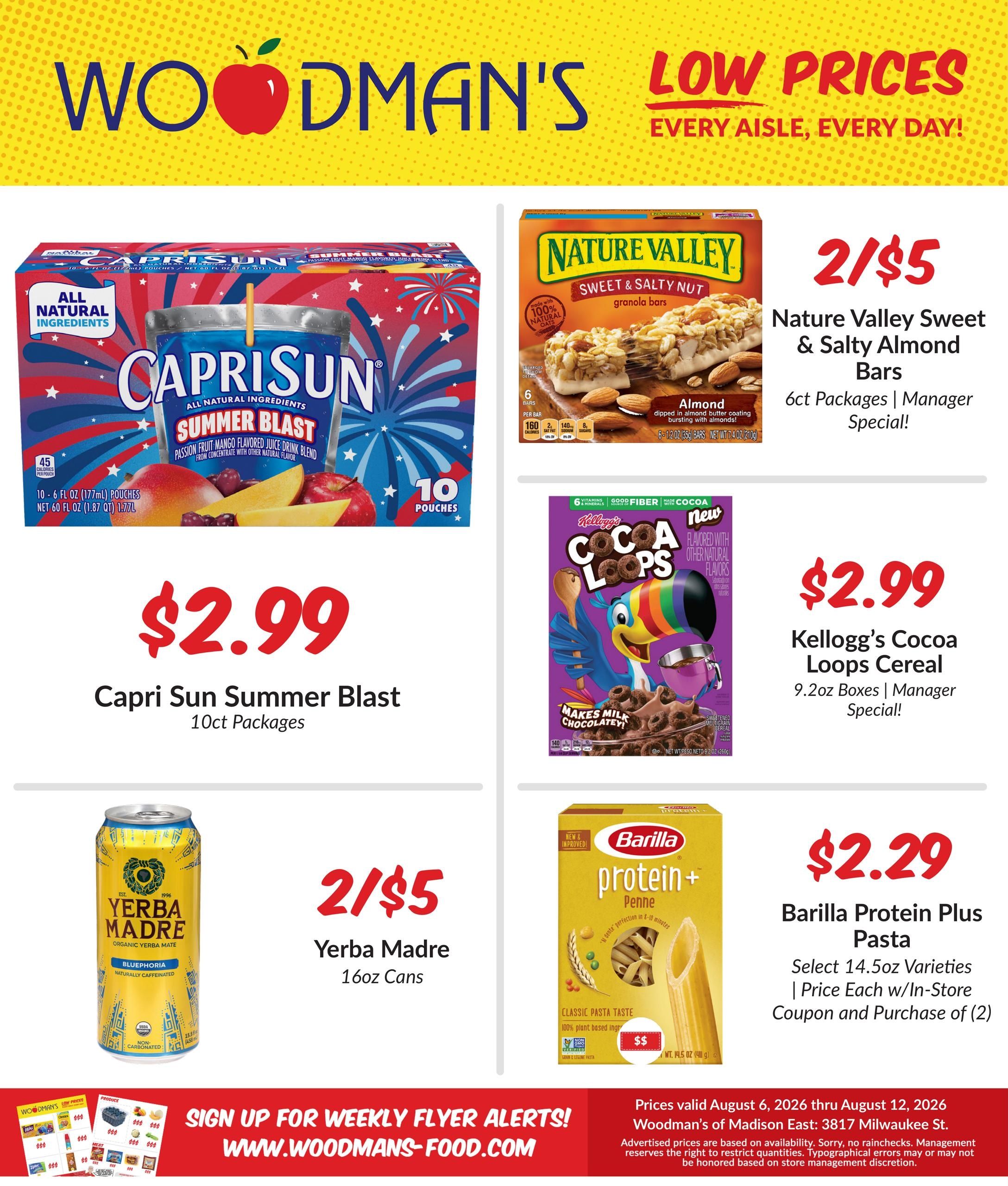 Woodman's Food Market (Madison Area, WI) M1000 Weekly Weekly Ad August 6 - 12, 2026