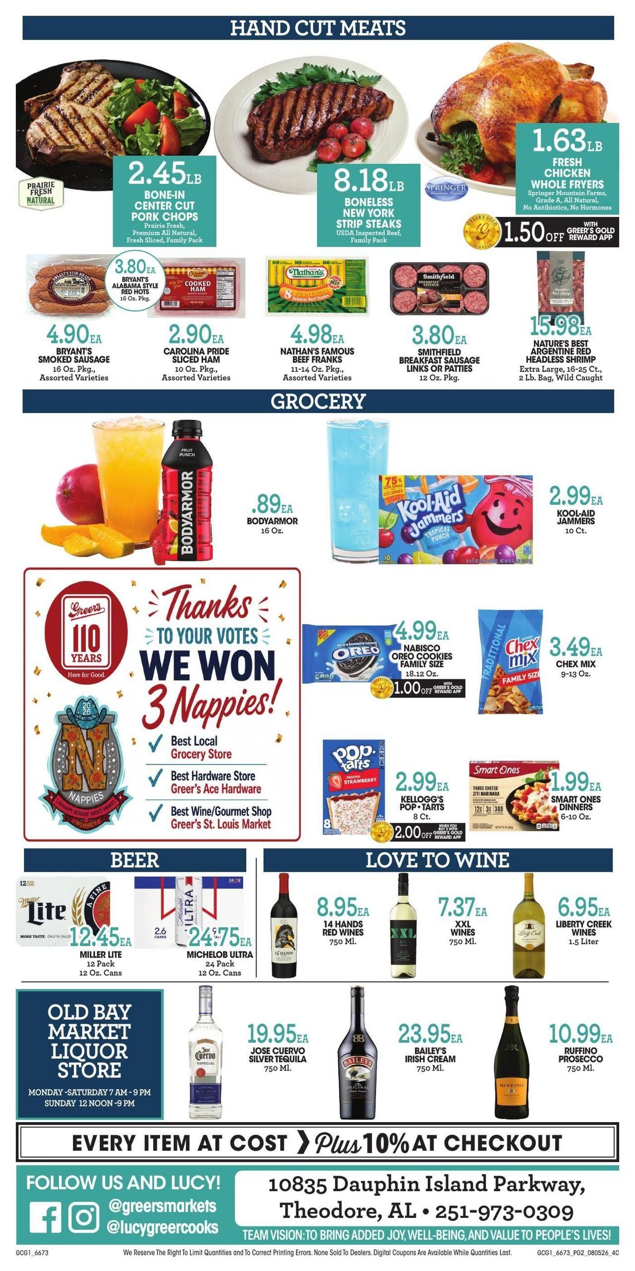 Greer'sMarket (Foley–Robertsdale Area, AL) Weekly Ad August 5 - 11, 2026